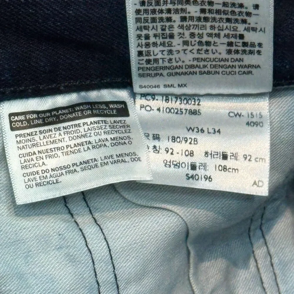 Levi's 501 CT Dark Wash Jeans Men 36x34 Straight Taper Button Fly NWOT